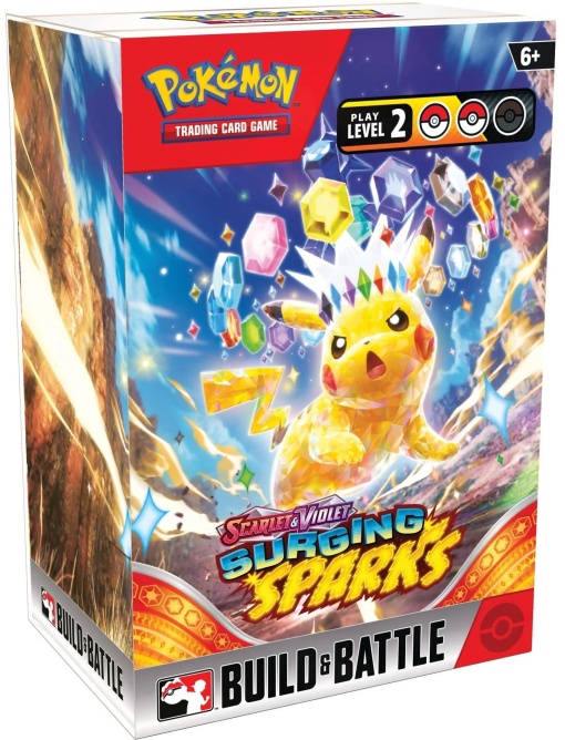 Комплект Pokémon TCG: Scarlet &amp; Violet 8 Surging Sparks Кутия за изграждане и битка