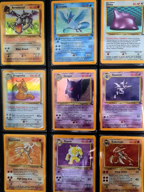 Пълен комплект от 62 карти Pokémon TCG Fossil Unlimited 1999 (WotC) BG