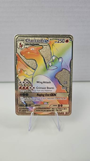 Charizard GX Auriu - PokéMetal (Fan Art) Колекционерска метална карта