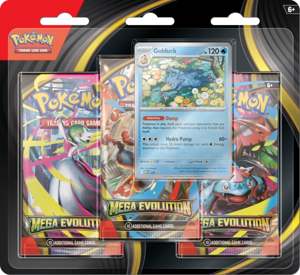 Pokémon TCG: Мега еволюция 3 пакета блистери - Golduck
