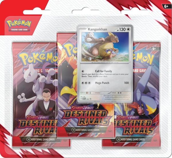 Блистер с 3 бустера Pokémon TCG Destined Rivals (Team Rocket) Промо Kangaskhan - Scarlet &amp; Violet sv10 (En)