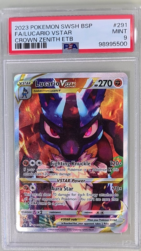 Lucario VSTAR FA/LUCARIO VSTAR #SWSH291 Пълно изкуство Ултра рядко (английски) PSA 9