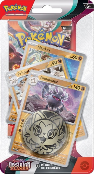 Пакет карти Pokémon TCG: Scarlet &amp; Violet 3 Obsidian Flames Premium Checklane Checklane Блистер - Annihilape