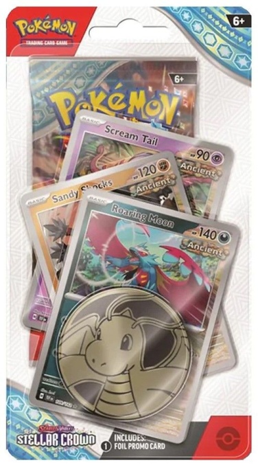 Пакет карти Pokémon TCG: Scarlet & Violet 7 Stellar Crown Premium Checklane Checklane Блистер - Roaring Moon