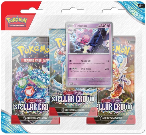Комплект Pokémon TCG: Scarlet & Violet 7 Stellar Crown 3 Pack Блистер - Tinkaton