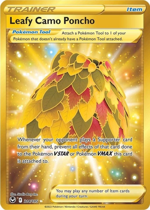 Пончо с камуфлажни листа (Секретно рядко) #214/195 PSA 10 GEM MT - Silver Tempest (SWSH12)