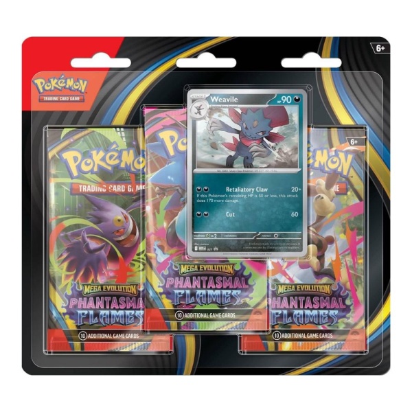 Pokémon TCG: Mega Evolution - Phantasmal Flames - 3-Pack Blister - Weavile