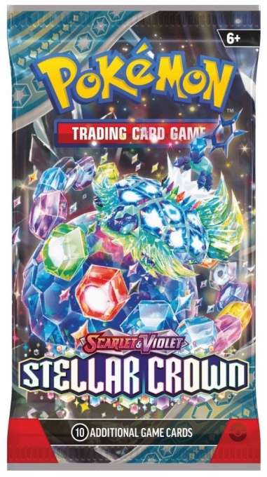 Пакет карти Pokémon TCG: Scarlet &amp; Violet 7 Stellar Crown BG Фабрично запечатана бустерна опаковка - 1 бустерна опаковка