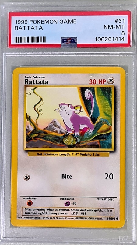 Rattata #61/102 Vintage Common (български) PSA 8 NM-MT