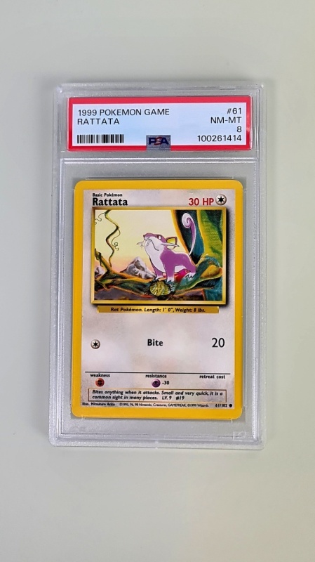 Rattata #61/102 Vintage Common (English) PSA 8 NM-MT