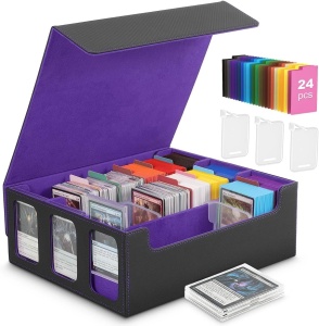 Кутия за съхранение на карти Pokemon за TCG, 2500+ MTG с 24 цветни разделителя и прозрачен страничен дисплей - Img 1