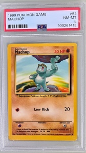 Machop #52/102 Vintage Common (английски) PSA 8 NM-MT - Img 1