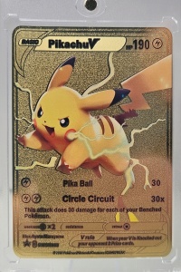 Pikachu V Gold - Carte PokéMetal (Fan Art) Συλλεκτική Μεταλλική Κάρτα - Img 3