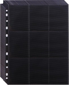 1 Set - 18 Taschen Schwarz Trading Card Sleeves Binder Sheets, Double Sided Thicken Game Card Sleeves für 3 Ring Binder, 9 Pocket Side Loading Side Page Protector für Pokemon, MTG, Yu-Gi-Oh! - Img 3