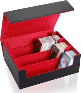 Pokemon Premium Trading Card tárolódoboz, bőr külső bársony belső mágneses záródású (piros - fekete)