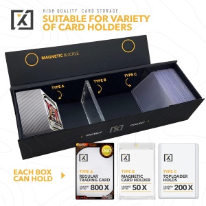 Комплект от 3 магнетофонни кутии за съхранение на карти за търговия TCG QuickFold - 800 карти, 200 Toploaders или 50 One Touch - Img 2
