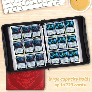 Папка за TCG - TCG Premium 720 Double PU Карта за съхранение на карти за игра TCG Premium 720 - червена (720 карти) - Img 4