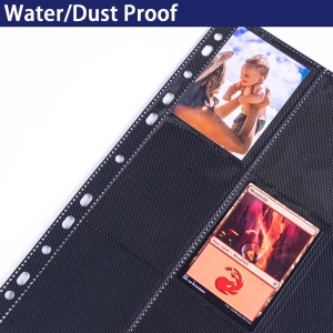 1 комплект - 18 джоба Черни ръкави за карти за търговия Binder Sheets, двустранно сгъстени ръкави за игрални карти за 3 Ring Binder, 9 джоба Side Loading Side Page Protector за Pokemon, MTG, Yu-Gi-Oh! - Img 5