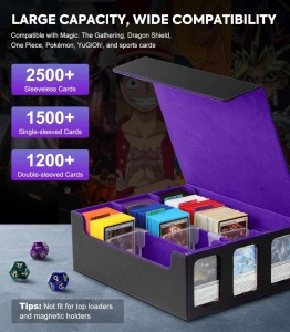 Pokemon opbergdoos voor TCG-kaarten, 2500+ MTG met 24 gekleurde verdelers & transparante display aan de zijkant - Img 3
