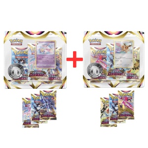 Pokémon TCG: Sword & Shield—Astral Radiance Blister Bundle 3 Pachete (Promo Sylveon & Eevee) - Img 1