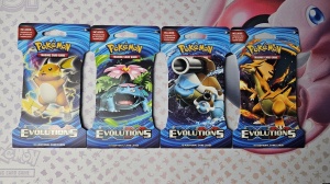 4 Πακέτα Ενισχυτικών Πακέτων Pokemon XY Evolutions με μανίκια (Πλήρες Σετ Τέχνης)