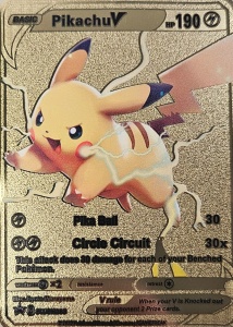 Pikachu V Gold - Carte PokéMetal (Fan Art) Συλλεκτική Μεταλλική Κάρτα - Img 5