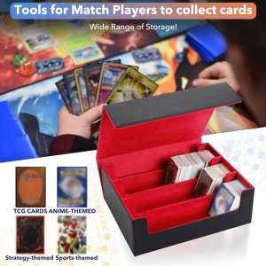 Pokemon Premium Trading Card tárolódoboz, bőr külső bársony belső mágneses záródású (piros - fekete) - Img 5