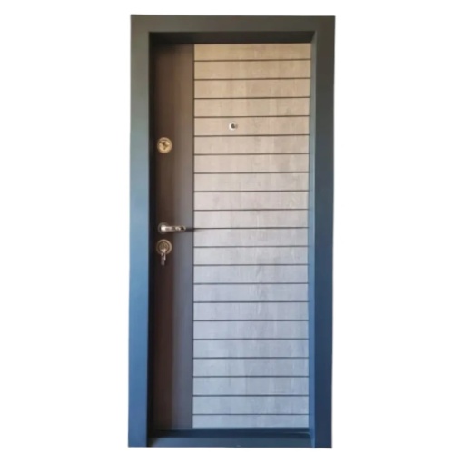 Lakásajtó fémajtó szigeteléssel és kukucskálóval Novo Doors First Class NDFC19, Balra és Jobbra Nyíló, Méret 200X88 cm, Lemez 12 mm, Teljes Készlet, Antracitszürke / Világosszürke