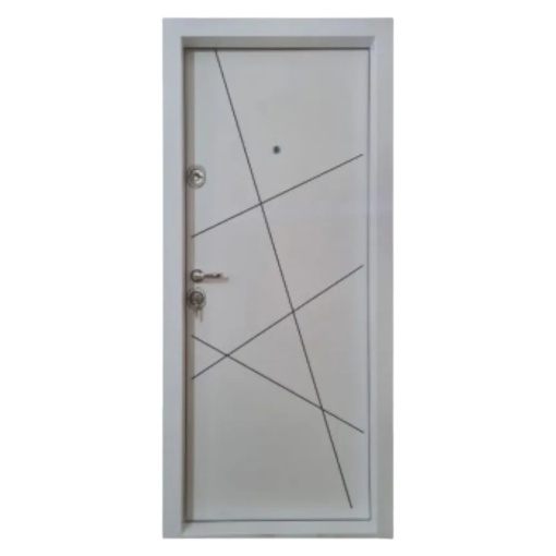 Lakásajtó fémajtó szigeteléssel és kukucskálóval Novo Doors First Class NDFC20, Balra és Jobbra Nyíló, Méret 200X88 cm, Lemez 12 mm, Teljes Készlet, Fehér