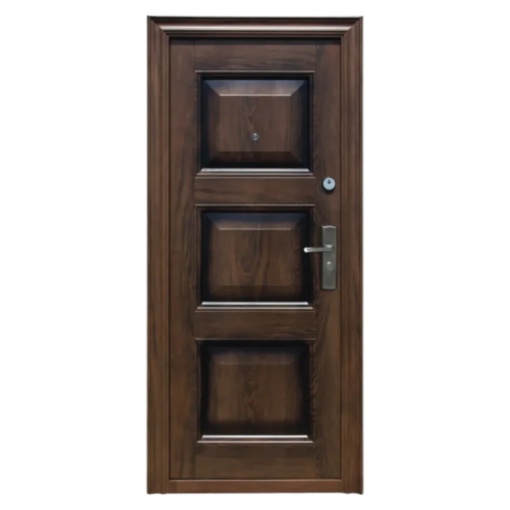 Novo Doors ND7002 kültéri bejárati fém ajtó házakhoz világosbarna színben, bal oldali nyílással