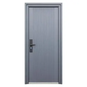 Fém bejárati ajtó szigeteléssel és kitekintővel Novo Doors ND6003, acéllemez 0.5 mm, rozsdamentes acél küszöb, zsanérok és kilincs tartozékok, házhoz és lakáshoz, antracitszürke