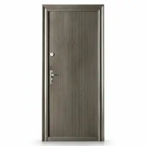 Fém bejárati ajtó szigeteléssel és kitekintővel Novo Doors ND7003, 2 zárral,acéllemez 0,7 mm, zsanérok és kilincs tartozékok, 7 cm-es tokkal, házhoz és lakáshoz, szürke