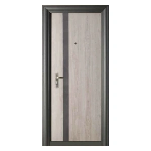 Usa metalica de exterior Novo Doors NDFC7008  de culoare Gri antracit cu insertie Stejar cu deschidere pe Stanga
