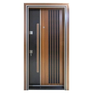 Novo Doors NDS1000S kültéri bejárati fém ajtó házakhoz dió színben, jobb nyílással