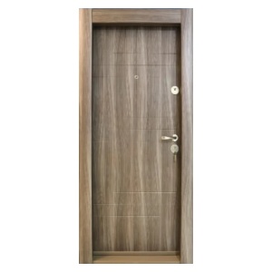 Usa metalica de apartament Novo Doors NDS19 de culoare Maron tanganica cu deschidere pe Stanga