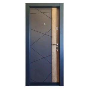 Usa metalica de apartament Novo Doors NDFC05 de culoare Gri antracit cu insertie Stejar cu deschidere pe Stanga