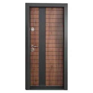 Usa metalica de apartament Novo Doors NDS20 de culoare Wenge cu insertie Gri antracit cu deschidere pe Dreapta