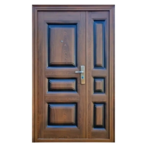 Usa metalica dubla de exterior Novo Doors ND5001  de culoare Maron deschis cu deschidere pe Stanga