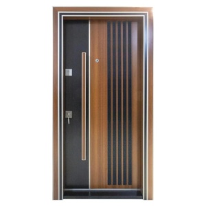 Novo Doors NDS1000S kültéri bejárati fém ajtó házakhoz dió színben, jobb nyílással