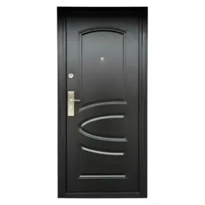 Usa metalica de exterior Novo Doors ND7005 pentruc casa si vila de culoare maron lovitura de ciocan cu deschidere pe dreapta