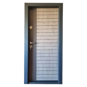 Usa metalica de apartament Novo Doors NDFC19 de culoare Gri antracit cu gri deschis cu deschidere pe Dreapta