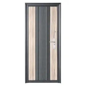 Usa metalica de exterior Novo Doors ND45, de culoare Gri Antracit cu Stejar deschis, cu deschidere pe Stanga