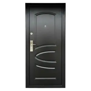 Fém bejárati ajtó szigeteléssel és kitekintővel Novo Doors ND7005, 2 zárral,acéllemez 0,7 mm, zsanérok és kilincs tartozékok, 7 cm-es tokkal, házhoz és lakáshoz, kalapácslakk barna