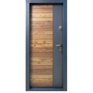 Fém lakásbejárati ajtó szigeteléssel és kitekintővel Novo Doors First Class NDS10, balos/jobbos nyitással, Méret 200X88 cm, acéllemez 1.2 mm, komplett készlet, antracitszürke Natur
