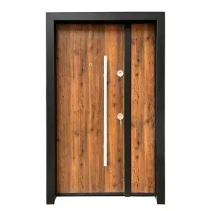 Usa metalica dubla de exterior Novo Doors NDS1200 de culoare Stejar auriu cu deschidere pe Stanga