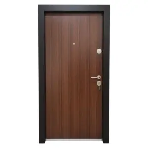 Usa metalica de exterior Novo Doors NDS305 de culoare Nuc cu deschidere pe Stanga