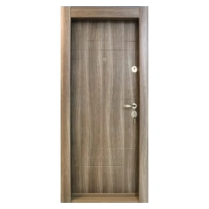 Usa metalica de apartament Novo Doors NDS19 de culoare Maron tanganica cu deschidere pe Stanga