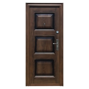 Novo Doors ND7002 kültéri bejárati fém ajtó házakhoz világosbarna színben, bal oldali nyílással