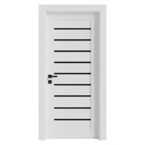 MDF beltéri ajtó Novo Doors NDM03 LUX PREMIUM, tömörfa keret, üveghatású betétek, komplett készlet, 10 cm-es állítható tok tartozék, takaróléc mindkét oldalon