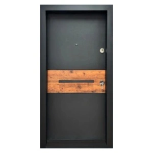 Usa metalica de exterior Novo Doors NDA2 de culoare Gri Antracit cu insertie Stejar cu deschidere pe Stanga